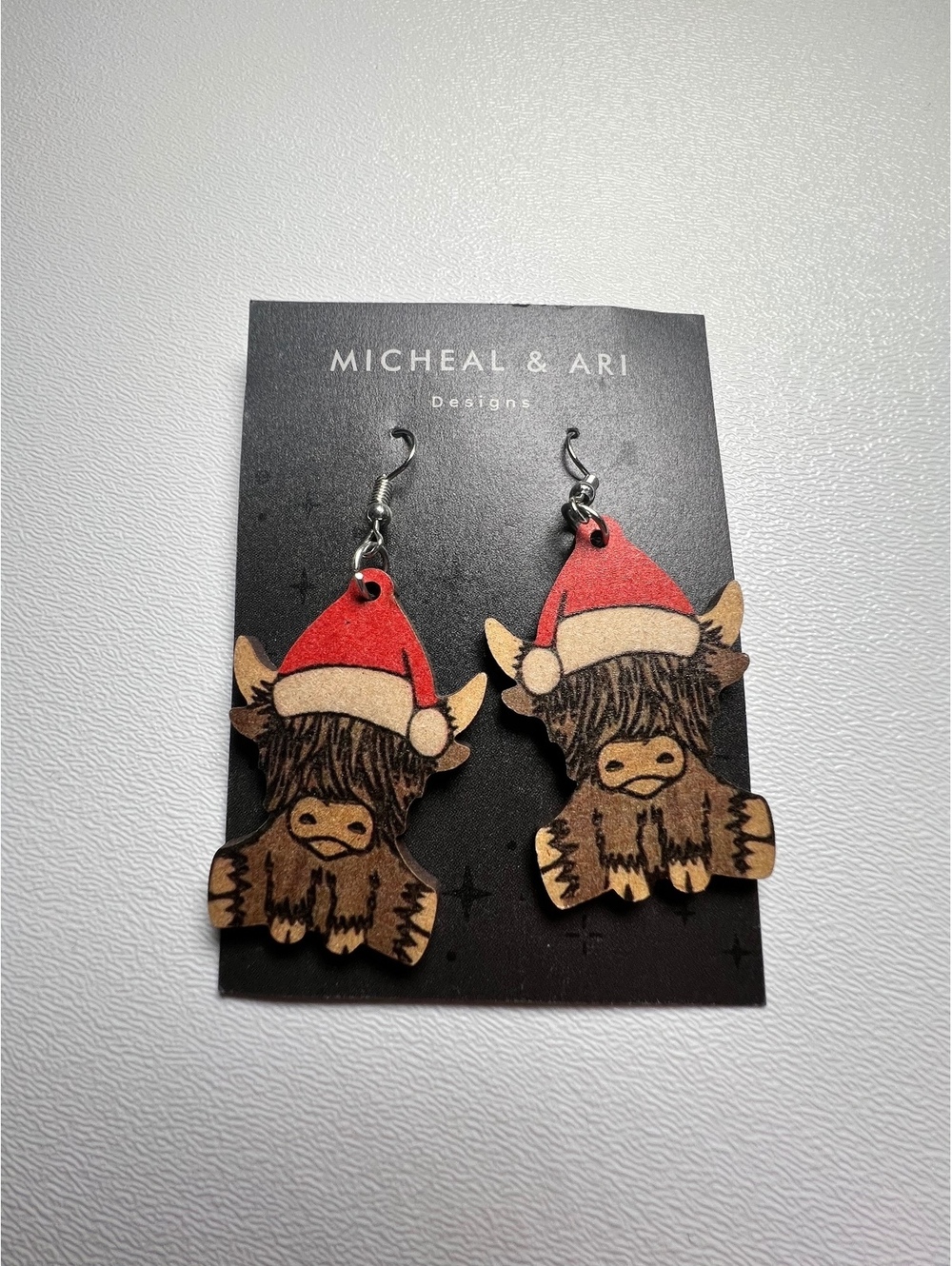 Michael & Ari bear Santa earrings